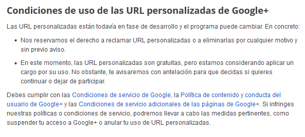 Google Plus URL personalizada